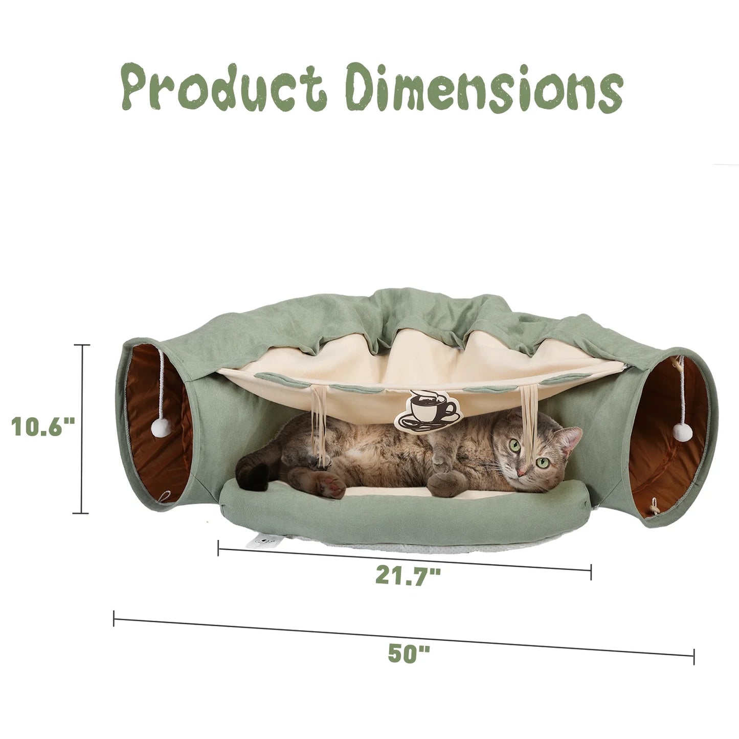 Cat Tunnel Tube Collapsible W/ Bed Cat Toy for Small Medium Large Cat, Yellow